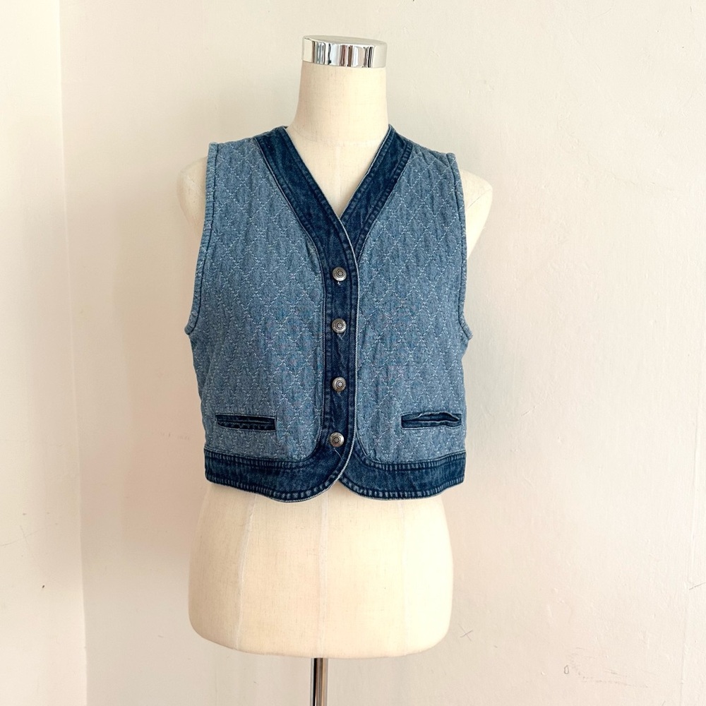Vintage Quilted Denim Women's Vest